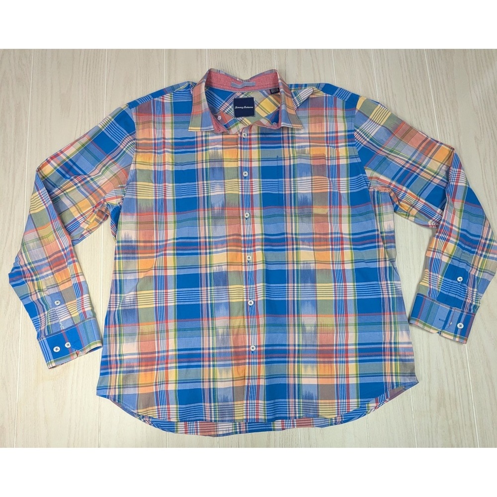 Tommy Bahama Long Sleeve Men XXL Button front Shirt Multicolor plaid